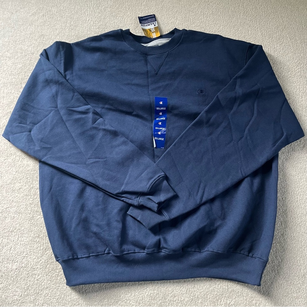 Champion Men’s Navy Embroidered Crewneck NWT